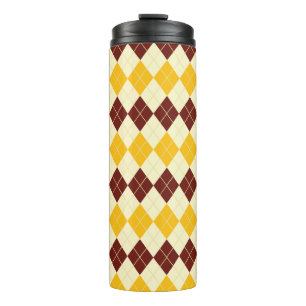 Bruin - Geel Schots Tartan-Patroon Thermosbeker