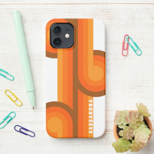 Bruin Geel Sinaasappel Mideeuwse Kunstpatroon iPhone Hoesje (Op bureau)