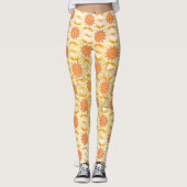 Bruin Geel Sun Patroon overal Leggings (Voorkant)