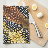 Bruin, Geel Zwart en Wit Reeve's fazant Theedoek (Quarter Fold)