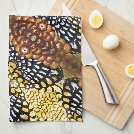 Bruin, Geel Zwart en Wit Reeve's fazant Theedoek (Quarter Fold)