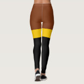 Bruin Geel Zwart Kleur Block Style Design Leggings (Achterkant)
