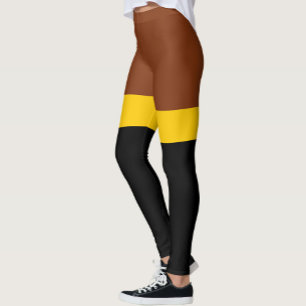 Bruin Geel Zwart Kleur Block Style Design Leggings
