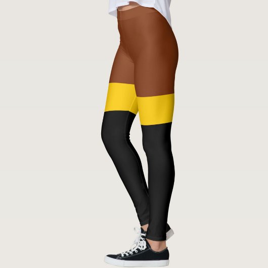 Bruin Geel Zwart Kleur Block Style Design Leggings