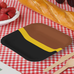 Bruin Geel Zwart Kleur Block Style Design Papieren Bordje