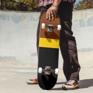 Bruin Geel Zwart Kleur Block Style Design Persoonlijk Skateboard