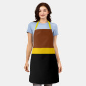 Bruin Geel Zwart Kleur Block Style Design Schort (Gedragen)