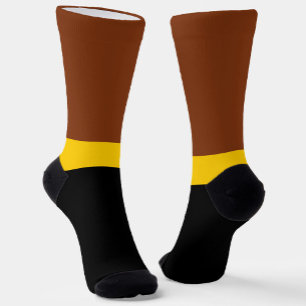Bruin Geel Zwart Kleur Block Style Design Sokken