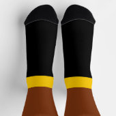 Bruin Geel Zwart Kleur Block Style Design Sokken (Top)
