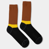 Bruin Geel Zwart Kleur Block Style Design Sokken (Rechts)