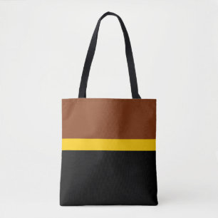 Bruin Geel Zwart Kleur Block Style Design Tote Bag