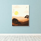 Bruin geïllustreerd Uitzichten canvas (Insitu (Houten vloer))