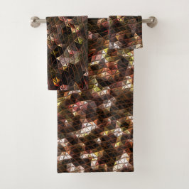 Bruin gekleurd driehoekig mozaïek met lichte opluc bad handdoek