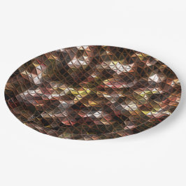 Bruin gekleurd driehoekig mozaïek met lichte opluc papieren bordje