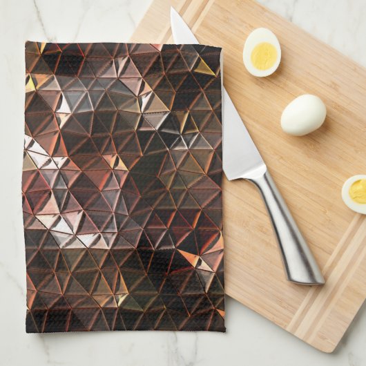 Bruin gekleurd driehoekig mozaïek met lichte opluc theedoek (Quarter Fold)