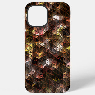 Bruin gekleurd driehoekig mozaïek met lichte relië iPhone 12 pro max hoesje