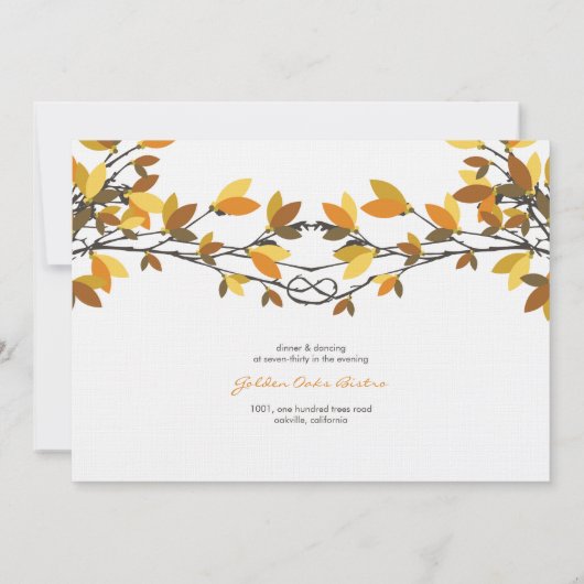 Bruin geknoopte Liefdesbomen Herfst Herfstbruiloft Kaart (Achterkant)