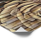 Bruin-gele beige rozen stenen wand moderne tekenin perfect poster (Hoek)