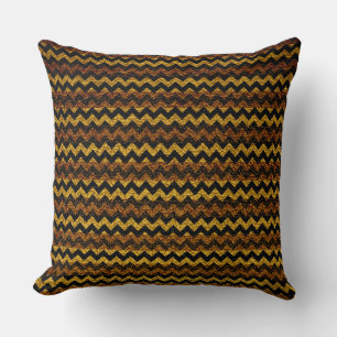 Bruin gele Chevron Stripes Pattern Kussen