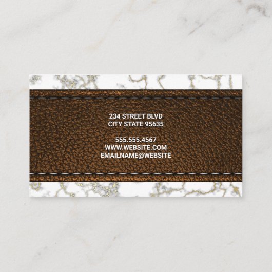 Bruin gelooid leder | Goudmarmer Visitekaartje (Achterkant)