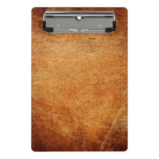 Bruin  gelooid leder mini klembord (Voorkant)