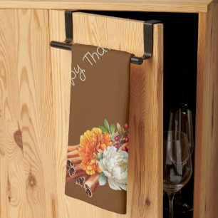 Bruin Gelukkig Thanksgiving Kaneel Sticks Bloemen Theedoek