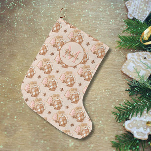 Bruin Gemberkoekhuis Roze Koekjes Patroon Grote Kerstsok
