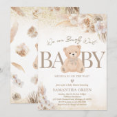 Bruin Genderneutraal Beer Boho Baby shower Kaart (Voorkant / Achterkant)