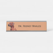 Bruin Geometric Dog Desk Name Bord Bureau Naambordje (Voorkant)