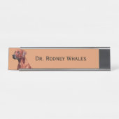 Bruin Geometric Dog Desk Name Bord Bureau Naambordje (Voorkant)