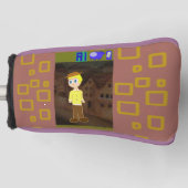 Bruin Geometrisch Cartoon Thema Golfheadcover (Voorkant)
