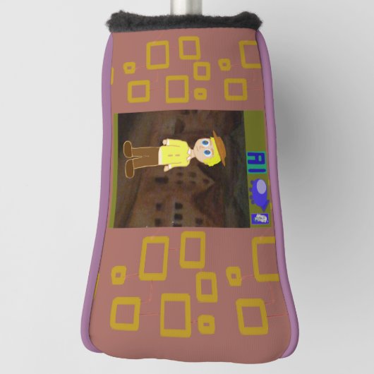 Bruin Geometrisch Cartoon Thema Golfheadcover (Draai 90)