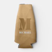 Bruin geometrisch maaspatroon Monogram Flesjeskoeler (Voorkant)