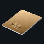 Bruin geometrisch maaspatroon Monogram Notitieblok<br><div class="desc">Monogram Personaliseer notitieblok school kantoor briefpapier met uw aangepaste initiaal en naam. Driehoek geometrisch gaas met licht donkerbruin ombre gradiënt.</div>