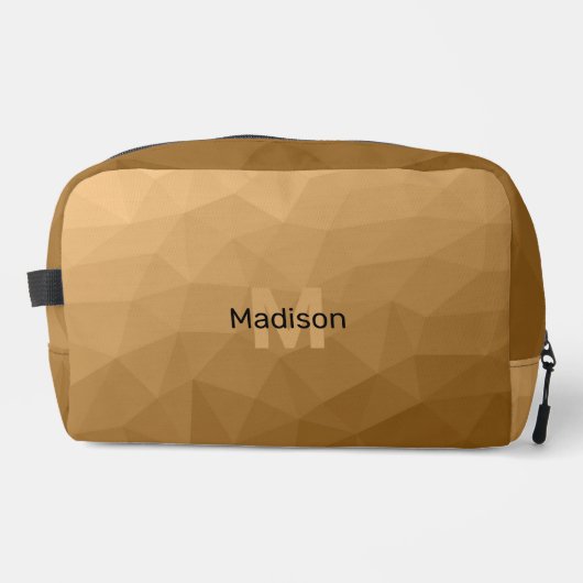 Bruin geometrisch maaspatroon Monogram Toilettasje (Voorkant)