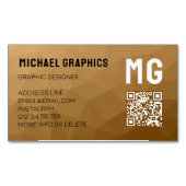 Bruin geometrisch meshpatroon QR-code Magnetisch Visitekaartje (Voorkant)