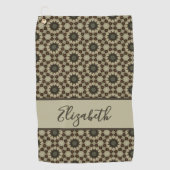 Bruin Geometrisch patroon met aangepaste naam dame Golfhanddoek (Voorkant)