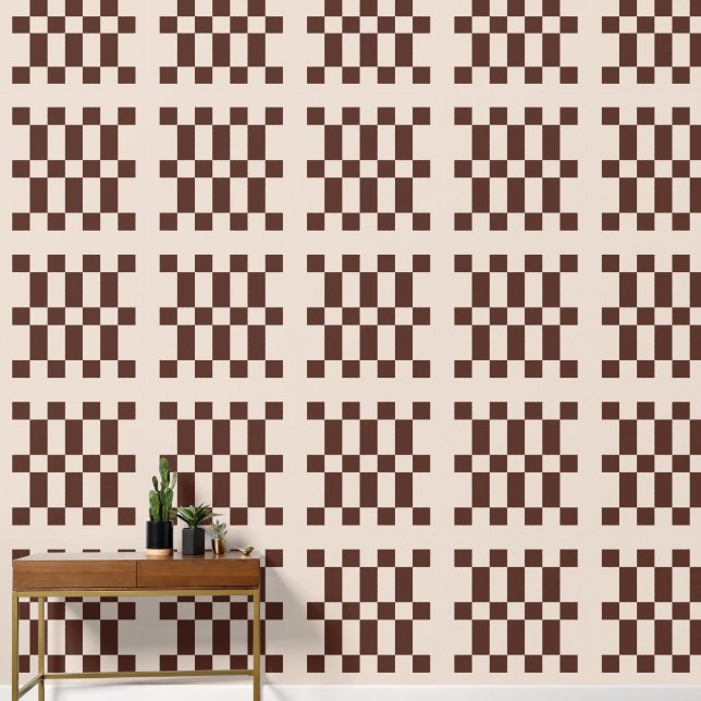 Bruin Geometrisch Restaurant Eetgelegenheid Behang (Hal)