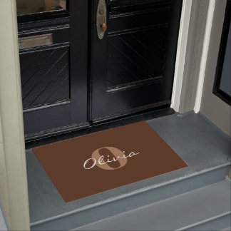 Bruin gepersonaliseerde naam Monogram Doormat Deurmat