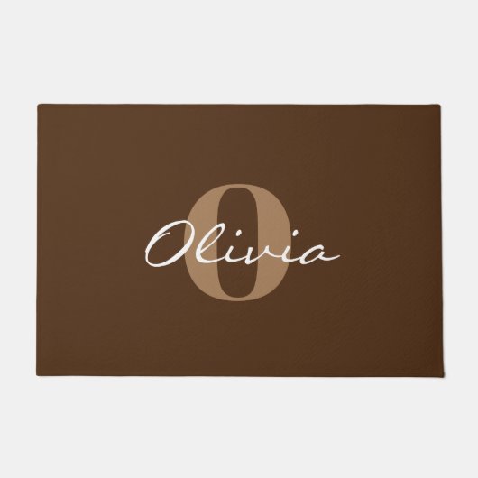 Bruin gepersonaliseerde naam Monogram Doormat Deurmat (Voorkant)