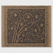 Bruin Gereedschap Lederen Art Nouveau Bloemen Cadeaupapier (Vlak)