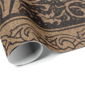 Bruin Gereedschap Lederen Art Nouveau Bloemen Cadeaupapier (Rol Hoek)