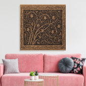 Bruin Gereedschap Lederen Art Nouveau Bloemen Canvas Afdruk (Insitu (Woonkamer))