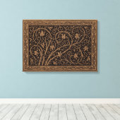 Bruin Gereedschap Lederen Art Nouveau Bloemen Canvas Afdruk (Insitu (Houten vloer))