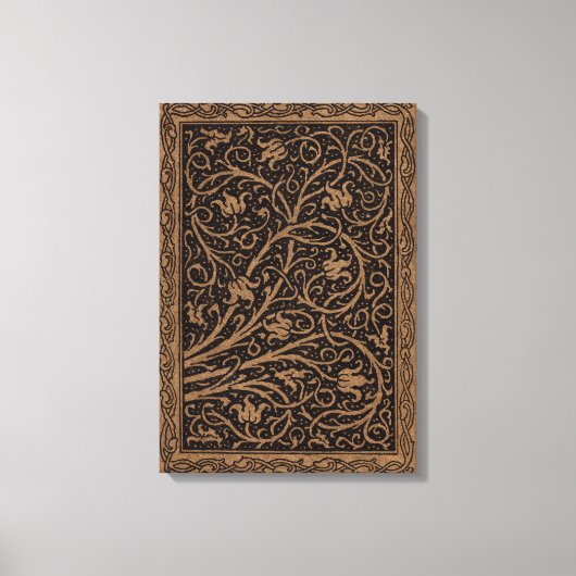 Bruin Gereedschap Lederen Art Nouveau Bloemen Canvas Afdruk (Voorkant)