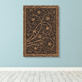 Bruin Gereedschap Lederen Art Nouveau Bloemen Canvas Afdruk (Insitu (Houten vloer))