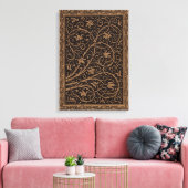 Bruin Gereedschap Lederen Art Nouveau Bloemen Canvas Afdruk (Insitu (Woonkamer))