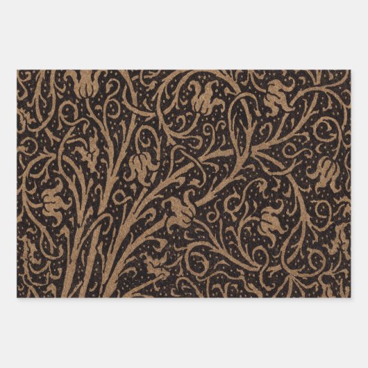 Bruin Gereedschap Lederen Art Nouveau Bloemen Inpakpapier Vel (Voorkant 3)
