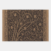 Bruin Gereedschap Lederen Art Nouveau Bloemen Inpakpapier Vel (Voorkant)