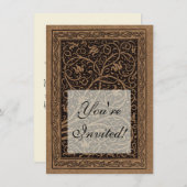 Bruin Gereedschap Lederen Art Nouveau Bloemen Kaart (Voorkant / Achterkant)